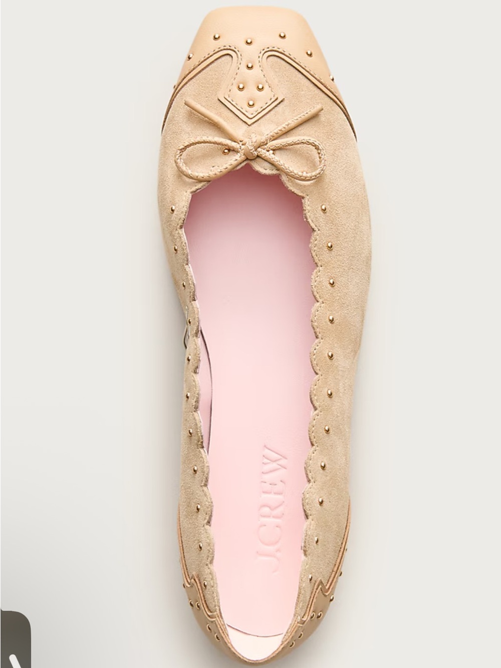 J. Crew Sophie ballet flats in studded suede scalloped bow - Picture 2 of 5